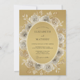 Antique Gold Prestigious Vintage Wedding Invitation