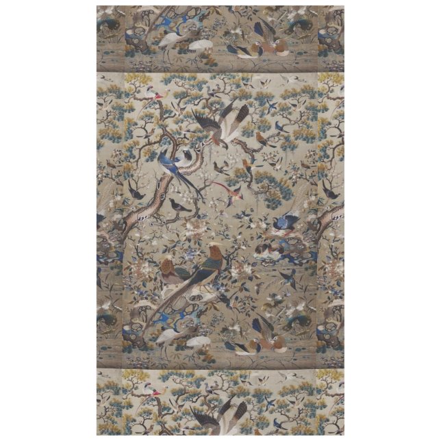Antique,gold,silk,nature,Painting,asian,Birds,beau Tablecloth (Front)