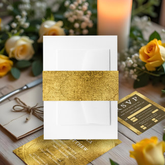 Antique Gold Wedding Invitation Belly Band