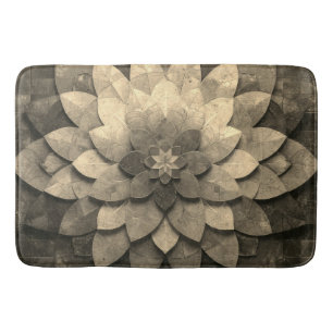 Antique Golden Mandala Art Textured Flower Bath Mat