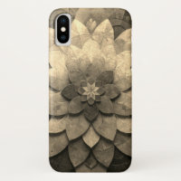 Antique Golden Mandala Art Textured Flower