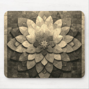 Antique Golden Mandala Art Textured Flower Mouse Mat