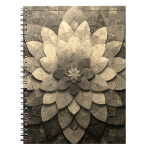 Antique Golden Mandala Art Textured Flower Notebook