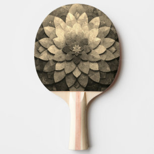 Antique Golden Mandala Art Textured Flower Ping Pong Paddle