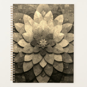 Antique Golden Mandala Art Textured Flower Planner