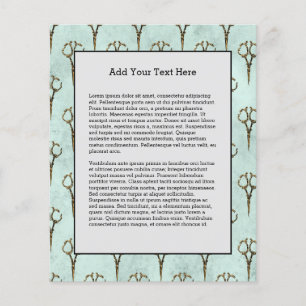 Antique Golden Scissor Vintage Hairdresser Haircut Flyer