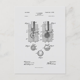 Antique Golf Ball 1902, Patent Drawing Postcard