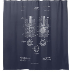 Antique Golf Ball 1902, Patent Drawing Shower Curtain