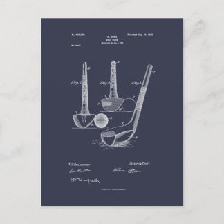 Antique Golf Club 1900, Patent Drawing Postcard