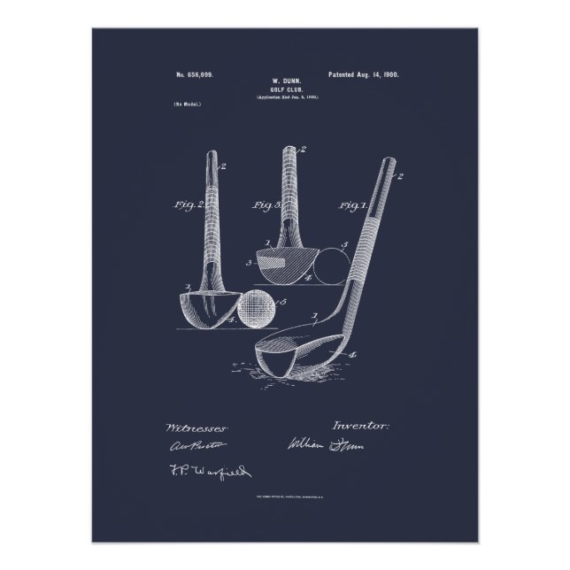 Antique Golf Club 1900, Patent Drawing Poster (Front)