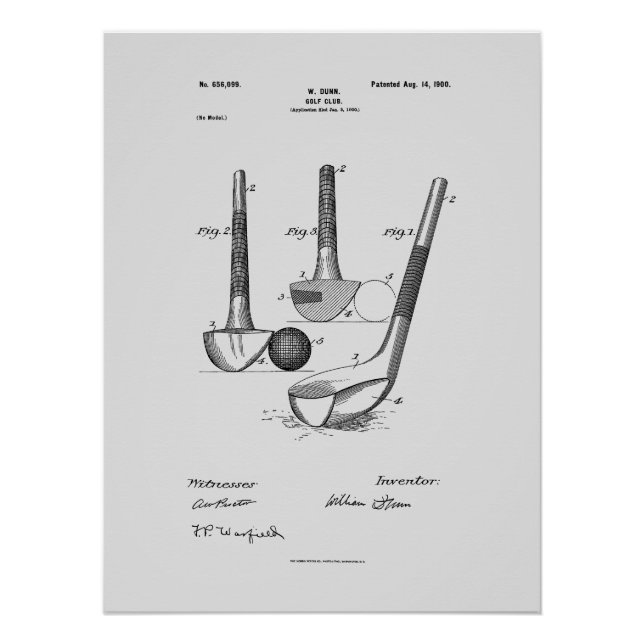 Antique Golf Club 1900, Patent Drawing Poster (Front)