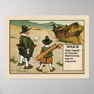 Antique golf rule 10 cartoon poster
