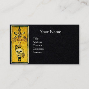 ANTIQUE GOTHIC TAROTS,ACE OF SWORDS Black Paper Business Card