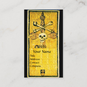 ANTIQUE GOTHIC TAROTS,ACE OF SWORDS Black Yellow Business Card