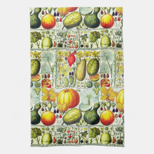 Antique Gourds And Pumpkins Botanical Print Tea Towel