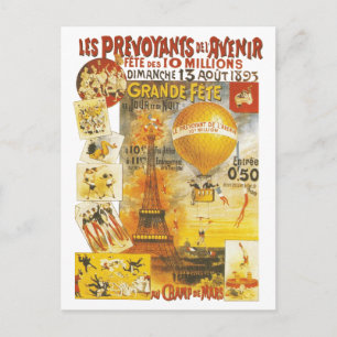 Antique Grand Fete Fair Paris Poster Postcard