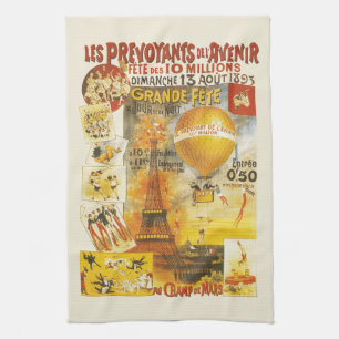 Antique Grand Fete Fair Paris Poster Tea Towel