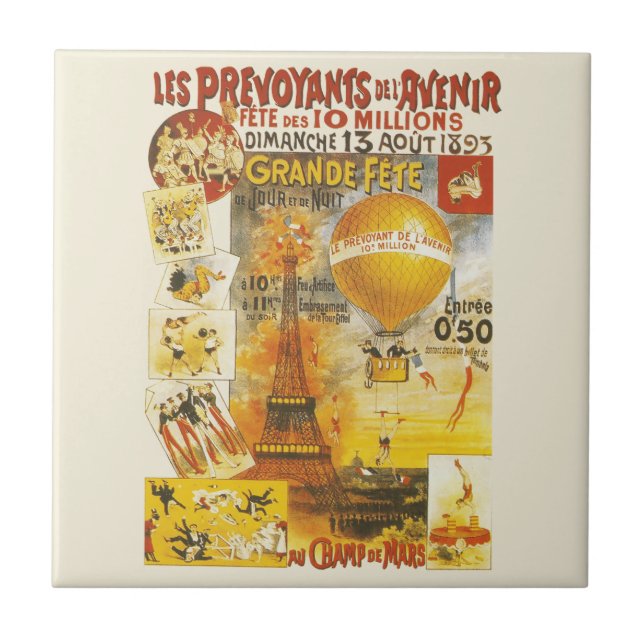 Antique Grand Fete Fair Paris Poster Tile (Front)