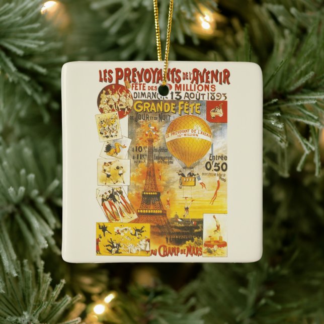 Antique Grand Fete Fair Poster Ceramic Ornament (Tree)