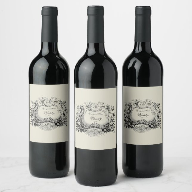 Antique Grape Vine Cartouche Wine Label Template  (Bottles)