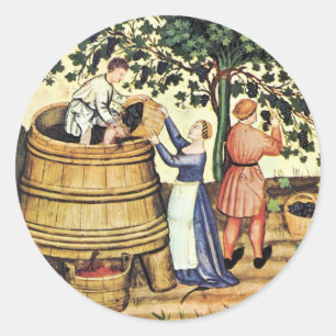 ANTIQUE GRAPE VINEYARD HARVEST CLASSIC ROUND STICKER