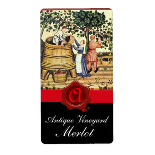 ANTIQUE GRAPE VINEYARD HARVEST WAX SEAL MONOGRAM