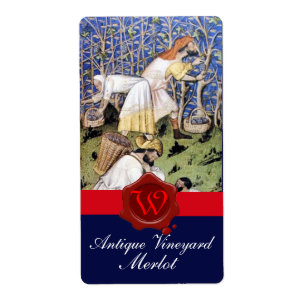 ANTIQUE GRAPE VINEYARD HARVEST WAX SEAL MONOGRAM