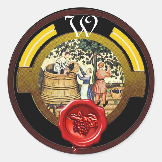 ANTIQUE GRAPE VINEYARD HARVEST WAX SEAL MONOGRAM (Front)