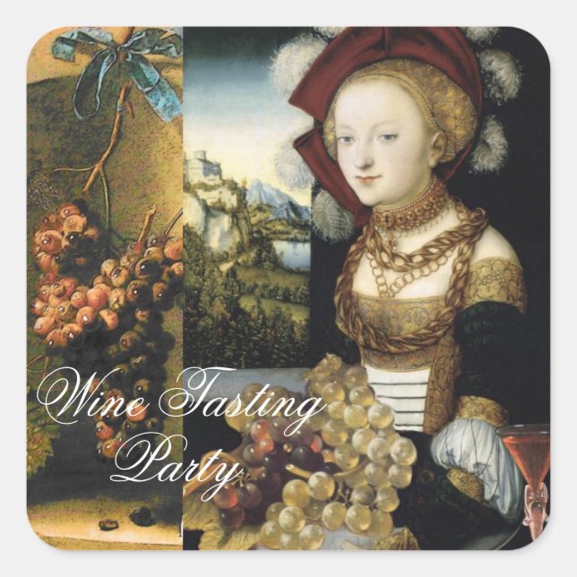 ANTIQUE GRAPE VINEYARD WINE TASTING PARTY SQUARE STICKER (Front)