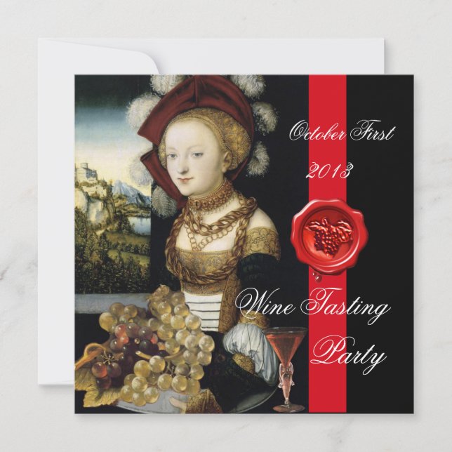 ANTIQUE GRAPE VINEYARD WINE TASTING PARTY WAX SEAL INVITATION (Front)