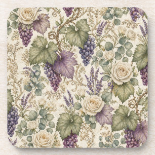 Antique Grapes, Lavender & White Roses Coaster