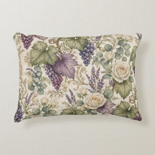 Antique Grapes, Lavender & White Roses Decorative Cushion