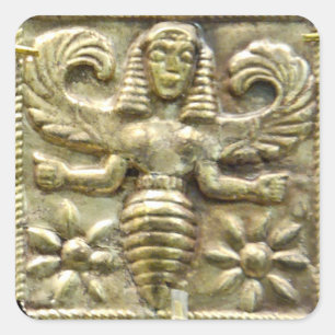 ANTIQUE GREEK HONEY BEE GODDESS SQUARE STICKER