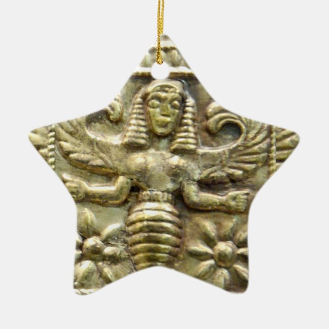 ANTIQUE GREEK HONEY BEE GODDESS STAR CERAMIC TREE DECORATION (Front)