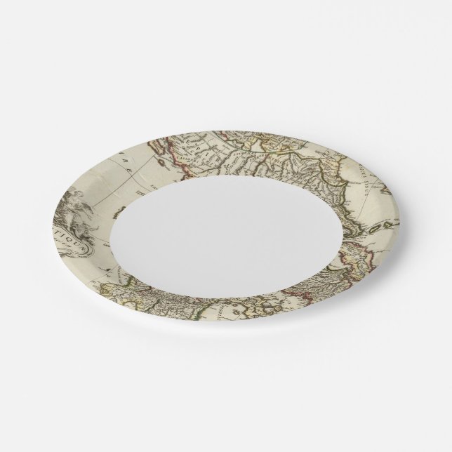 Antique Greek Map Paper Plate (Angled)