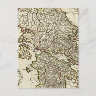 Antique Greek Map Postcard