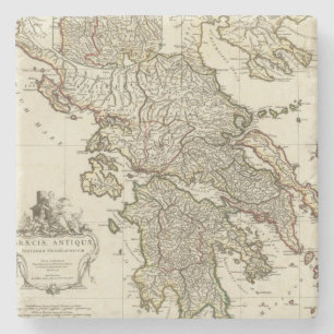 Antique Greek Map Stone Coaster