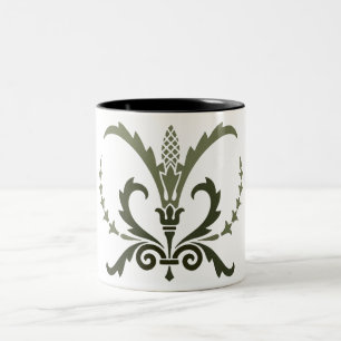 Antique green Greek decorative element Two-Tone Coffee Mug