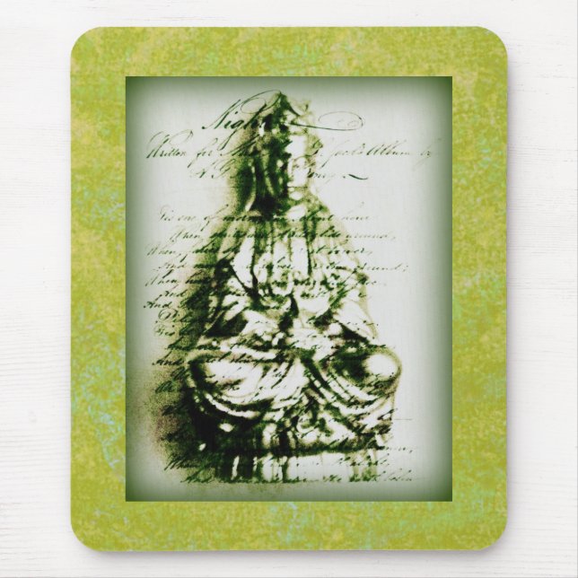 Antique Green Kwan Yin mousepad (Front)
