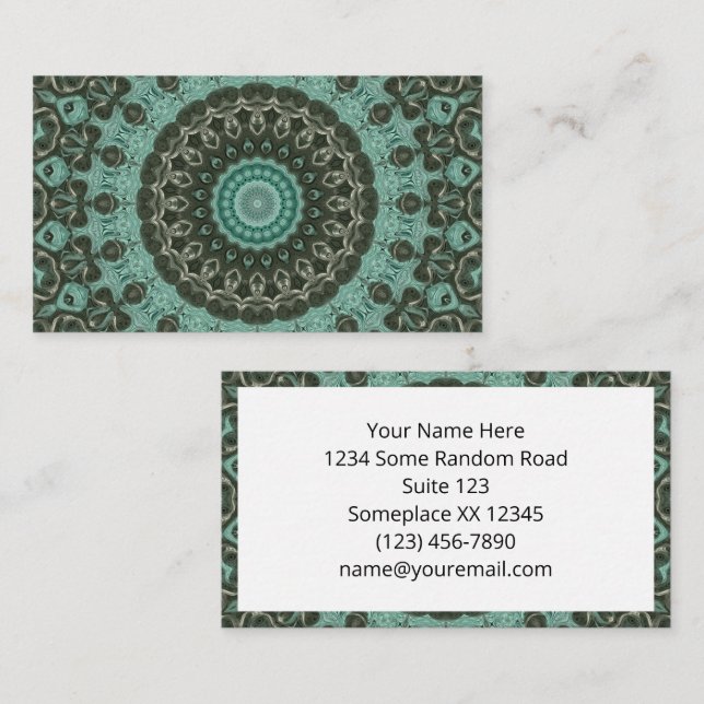 Antique Green Mandala Pattern Design Business Card (Front/Back)