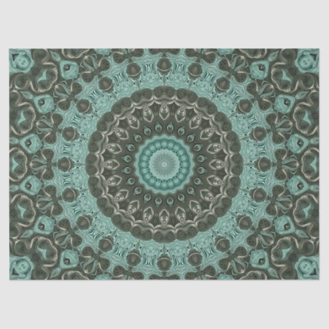 Antique Green Mandala Pattern Design Tissue Paper (Front)