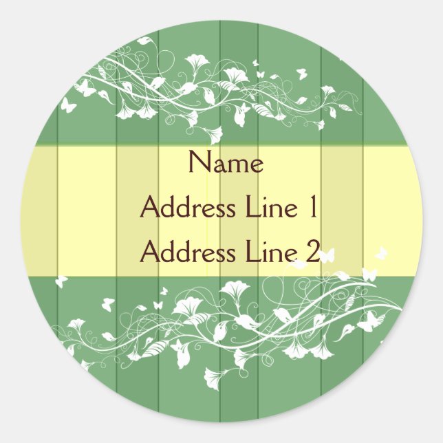 Antique Green Yellow Stripe Address Labels (Front)
