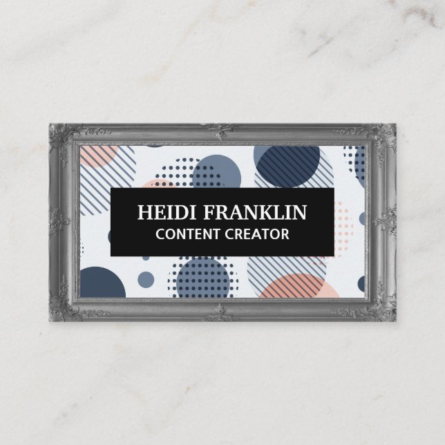 Antique Grey Frame | Abstract Geometric Background Business Card (Front)
