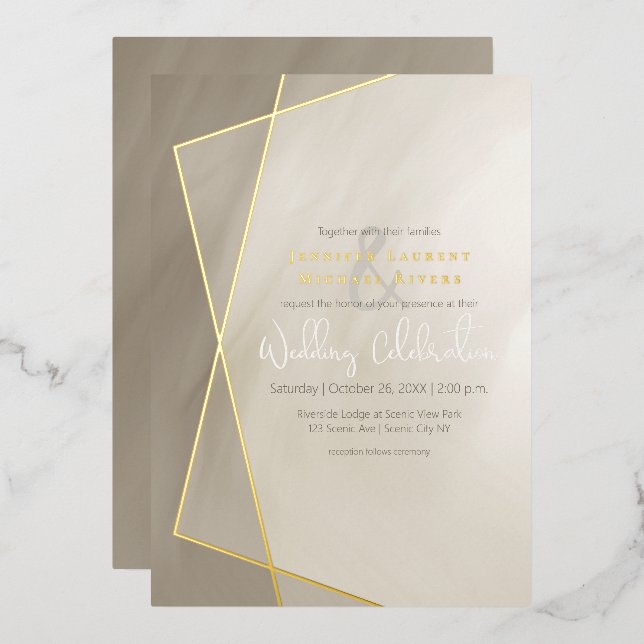 antique grey gold frame typography wedding gold (Front/Back)