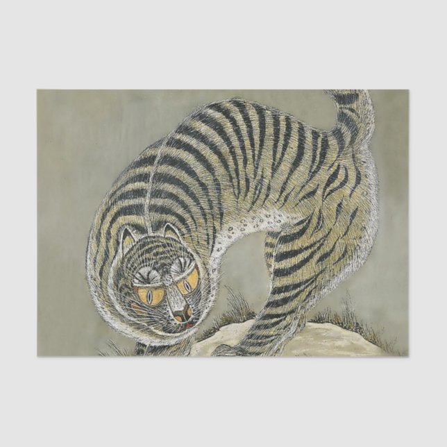 Antique Grey Tiger Minhwa Tissue Paper (Front)