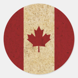 Antique Grunge Canadian Flag Classic Round Sticker