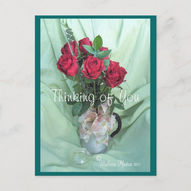 antique GS Coffee Pot & Roses- customise Postcard (Front)