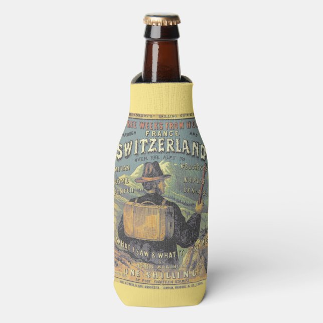 Antique Guide to Switzerland for Travelers Bottle Cooler (Bottle Front)