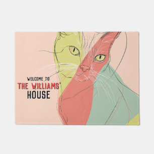 Antique Hairless Cat Mum Dad Home Decor Outdoor Doormat