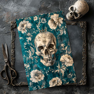 Antique Halloween Gothic Skeleton Skull Decoupage  Tissue Paper